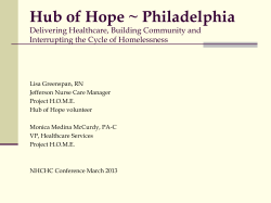 Hub of Hope ~ Philadelphia - National Health Care for the Homeless