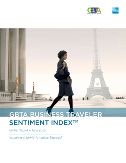 SENTIMENT INDEXTM GBTA BUSINESS TRAVELER