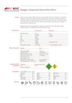 Oxygen. Compressed Gases Data Sheet.