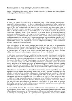 Business groups in Italy. Strategies, Structures, Rationales