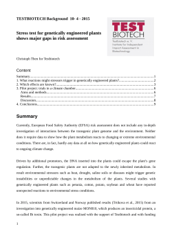Stress test for genetically engineered plants shows