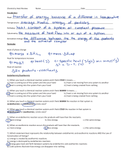 Chemistry Heat Review Name