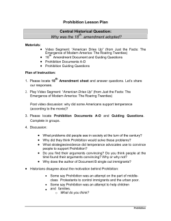 Prohibition Lesson Plan Central Historical Question: Why was the 18