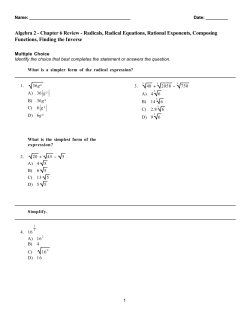 Algebra 2 - Chapter 6 Review - Radicals, Radical Equations