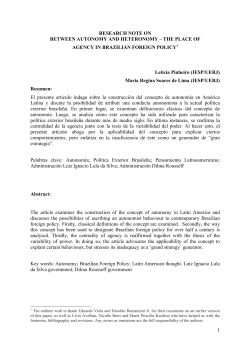 RESEARCH NOTE ON BETWEEN AUTONOMY AND