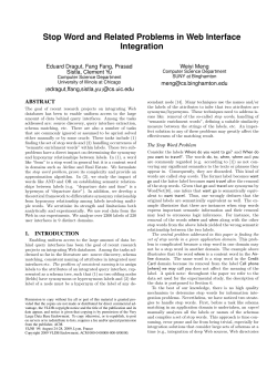 Stop Word and Related Problems in Web Interface Integration