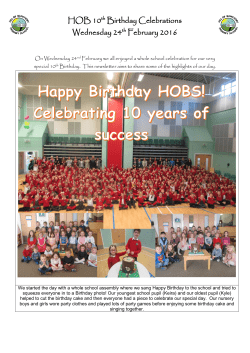 HOB 10th Birthday Celebrations Wednesday 24th February 2016