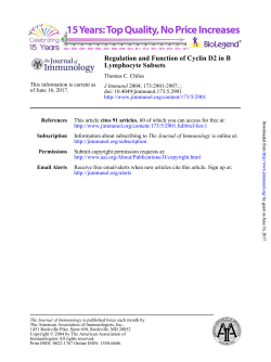 Lymphocyte Subsets Regulation and Function of Cyclin D2 in B