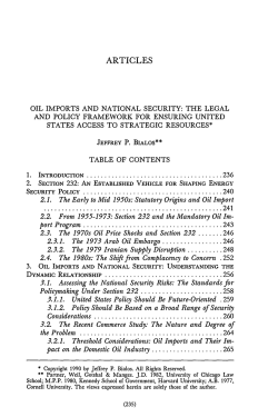 Oil Imports and National Security
