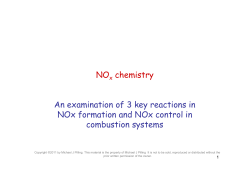 NO chemistry An examination of 3 key reactions in NOx formation