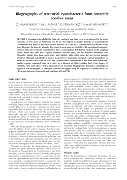 Biogeography of terrestrial cyanobacteria from Antarctic ice