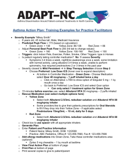 Asthma Action Plan Training Examples for Practice Facilitators