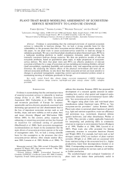 Plant trait-based assessment of ecosystem service sensitivity to land
