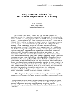 Harry Potter And The Secular City: The Dialectical