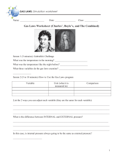 Gas Laws Worksheet (Charles`, Boyle`s, and The Combined)