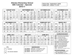 2016-2017 ABC Calendar - Slinger School District