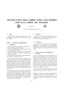 specification for carbon steel electrodes for flux cored arc welding