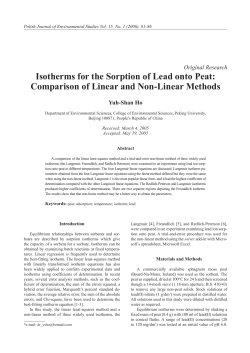 Isotherms for the Sorption of Lead onto Peat