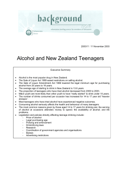 Alcohol and New Zealand Teenagers