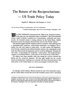 The Return of the Reciprocitarians - US Trade