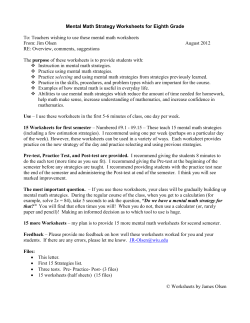 Mental Math Strategy Worksheets for Eighth Grade To: Teachers
