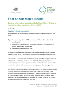 Fact sheet: Men`s Sheds - Australian Men`s Shed Association