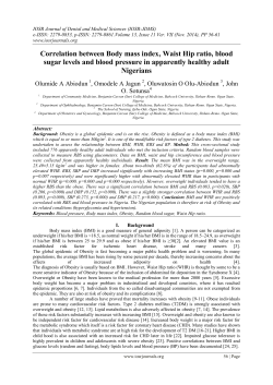 Correlation between Body mass index, Waist Hip ratio, blood sugar