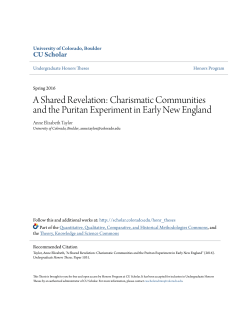 Charismatic Communities and the Puritan Experiment