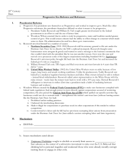 20th Century Name: Shen Progressive Era Reforms and Reformers I