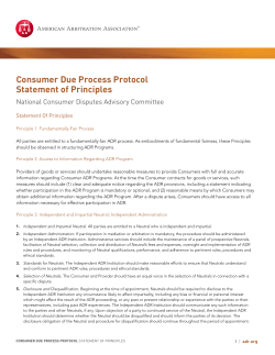 Consumer Due Process Protocol - American Arbitration Association