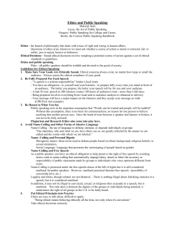 Ethics, Research and Public Speaking