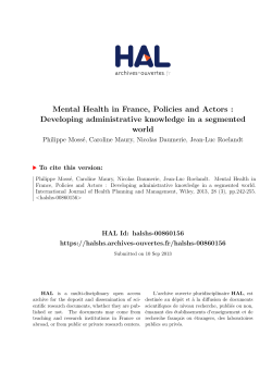 Mental Health in France, Policies and Actors : Developing