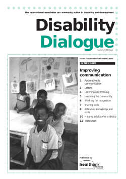 Disability Dialogue Issue 3 : Improving Communication