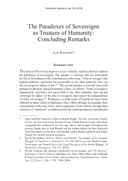 The Paradoxes of Sovereigns as Trustees of Humanity: Concluding