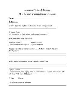 Assessment Test on Child Abuse Fill in the blank or choose the