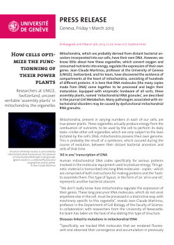 press release - Section de Biologie
