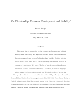 On Dictatorship, Economic Development and Stability