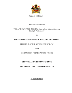 KEYNOTE ADDRESS THE AFRICAN FOOD BASKET: Innovations