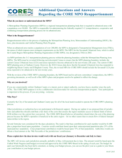 Additional Questions and Answers Regarding the CORE MPO