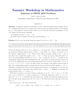 Summer Workshop in Mathematics