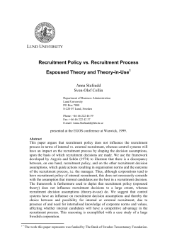 Recruitment Policy vs. Recruitment Process Espoused Theory and