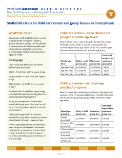 3 Staff:child ratios for child care center and group homes in