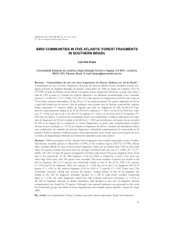 bird communities in five atlantic forest fragments in southern brazil