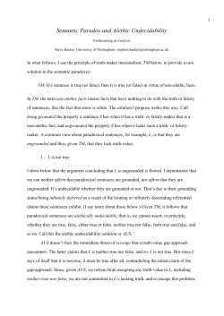 Semantic Paradox and Alethic Undecidability