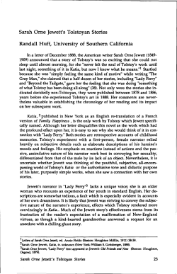 Sarah Orne Jewett`s Tolstoyan Stories Randall Huff, University of
