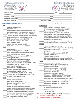 New Orthopedic Order Form #9158