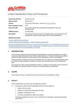 Linked classifications - Griffith Policy Library