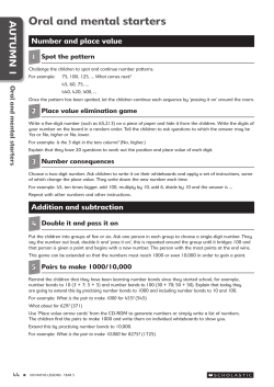 Oral and mental starters