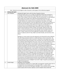 Abstracts for ISAS 2009