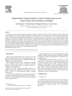 Experimental characterisation in sheet forming processes by using